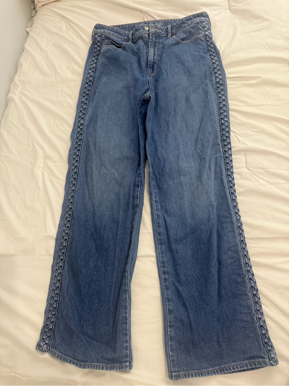 Old Navy Blue Flare Jeans with Braided Side Trim